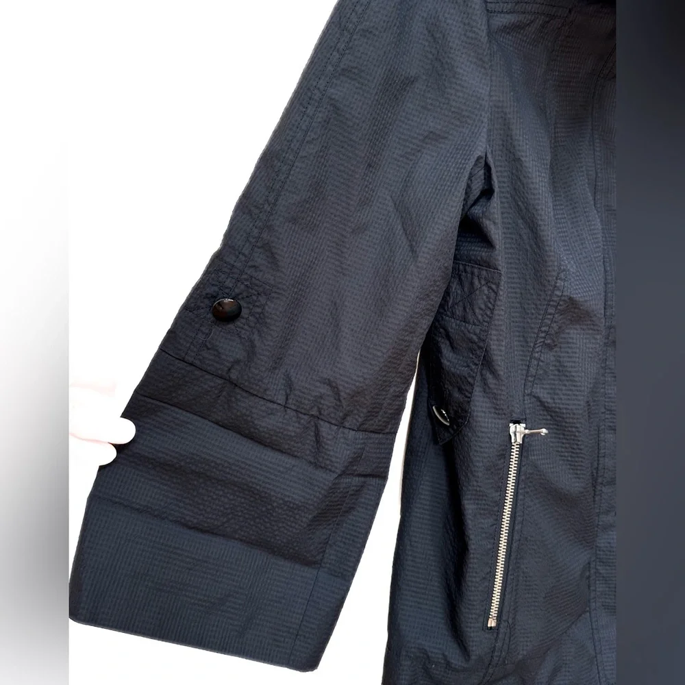 Marc by Marc Jakobs Black Rain Coat Lightweight Jacket Pink Lining Zip & Button